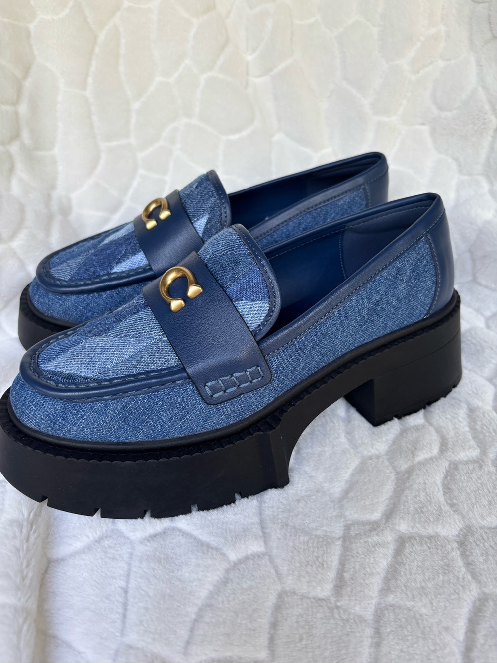 Coach Denim Leah Platform Loafer With Quilting - Picture 5 of 15